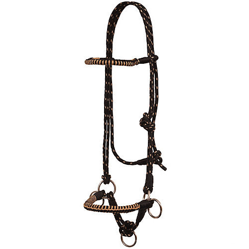 Mustang Side Pull Rope Halter with Braided Nose Bl
