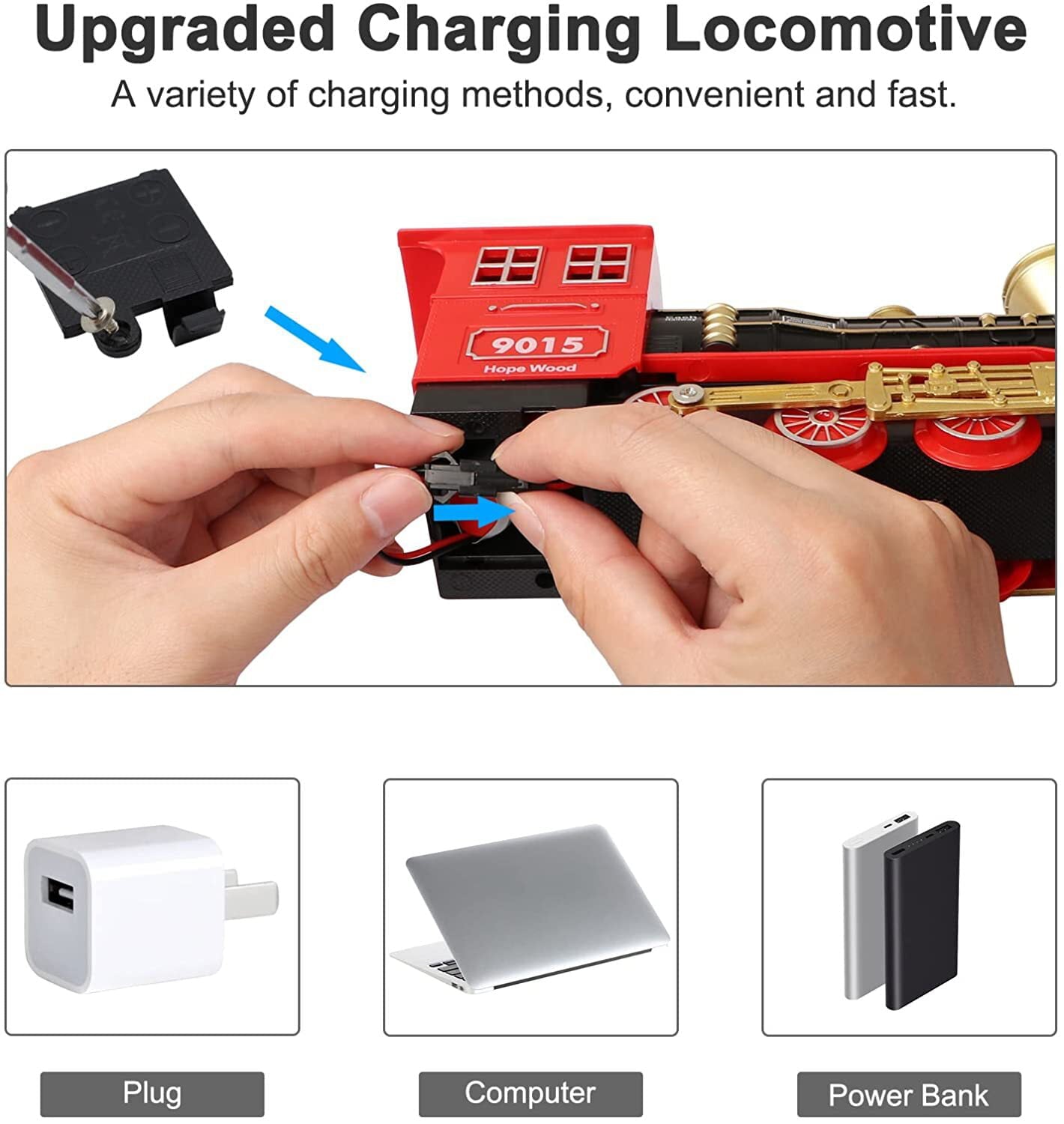 Hot Bee Train Set - Electric Train Toy for Boys Girls with Smokes， Lights and Sound Christmas Gifts for 3 4 5 6 7 8+ year old Kids