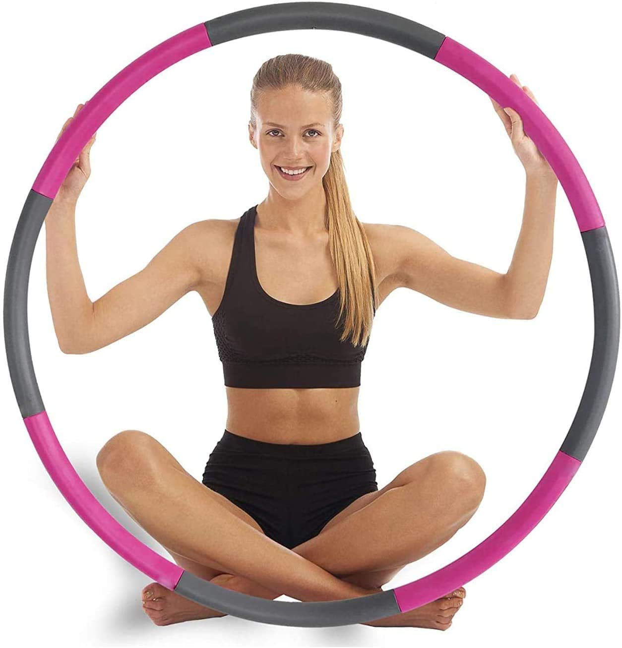 Fitness Exercise Weighted hoops，8 Sections Adjustable Exercise Hoop for Adults ，Professional Soft Workout Hoop for Exercise， Dance， Fitness and Fun