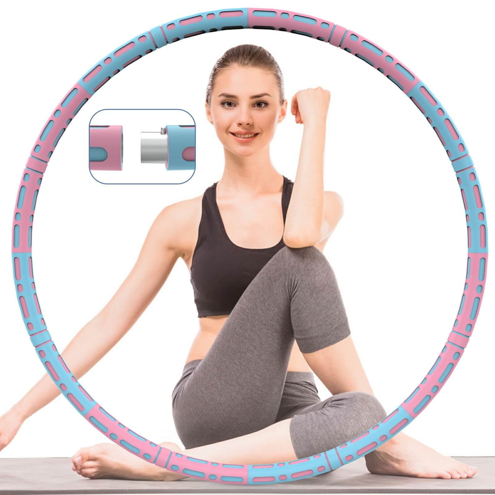 Feisi Sport Weighted Exercise Hoop - Detachable 8 Sections Stainless Steel Tube Sport Hoop and Adjustable Weight