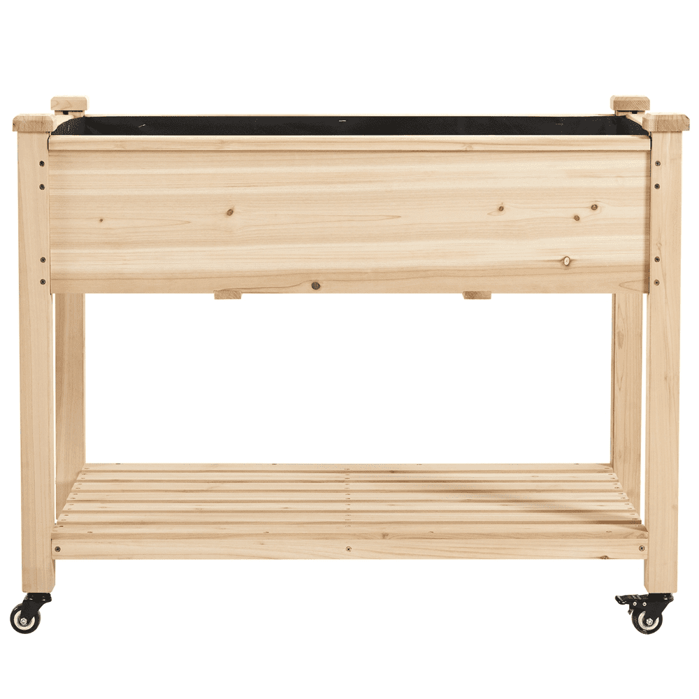 Easyfashion Raised Elevated Garden Bed with Wheels, Wood