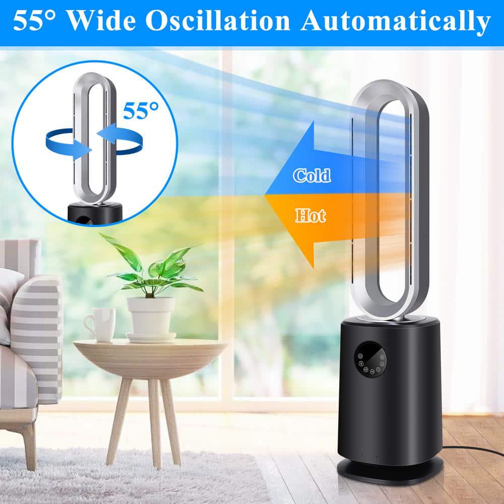 Amucolo 1450Watt Black 3433 in Electric Tower Ceramic Fan Space Heater Fan with Remote Control