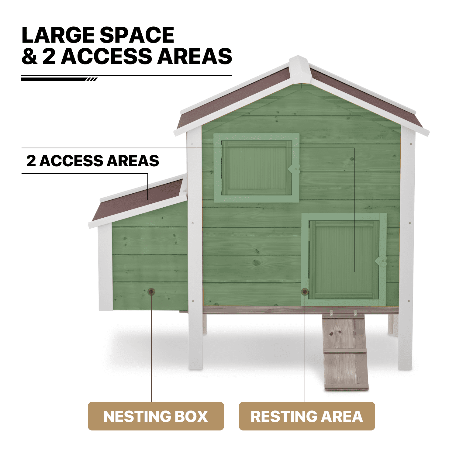MoNiBloom Outdoor Chicken Coop with Nesting Box， Outdoor Hen House with Slide-Out Tray， Weatherproof Poultry Cage， Rabbit Hutch， Wood Duck House (Natural)