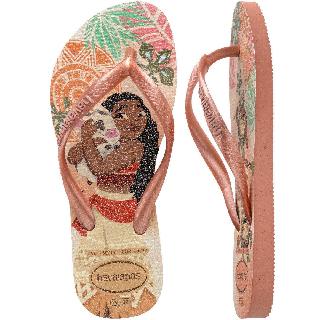 Chinelo Havaianas Infantil Slim Princesas Moana Rosa Clay