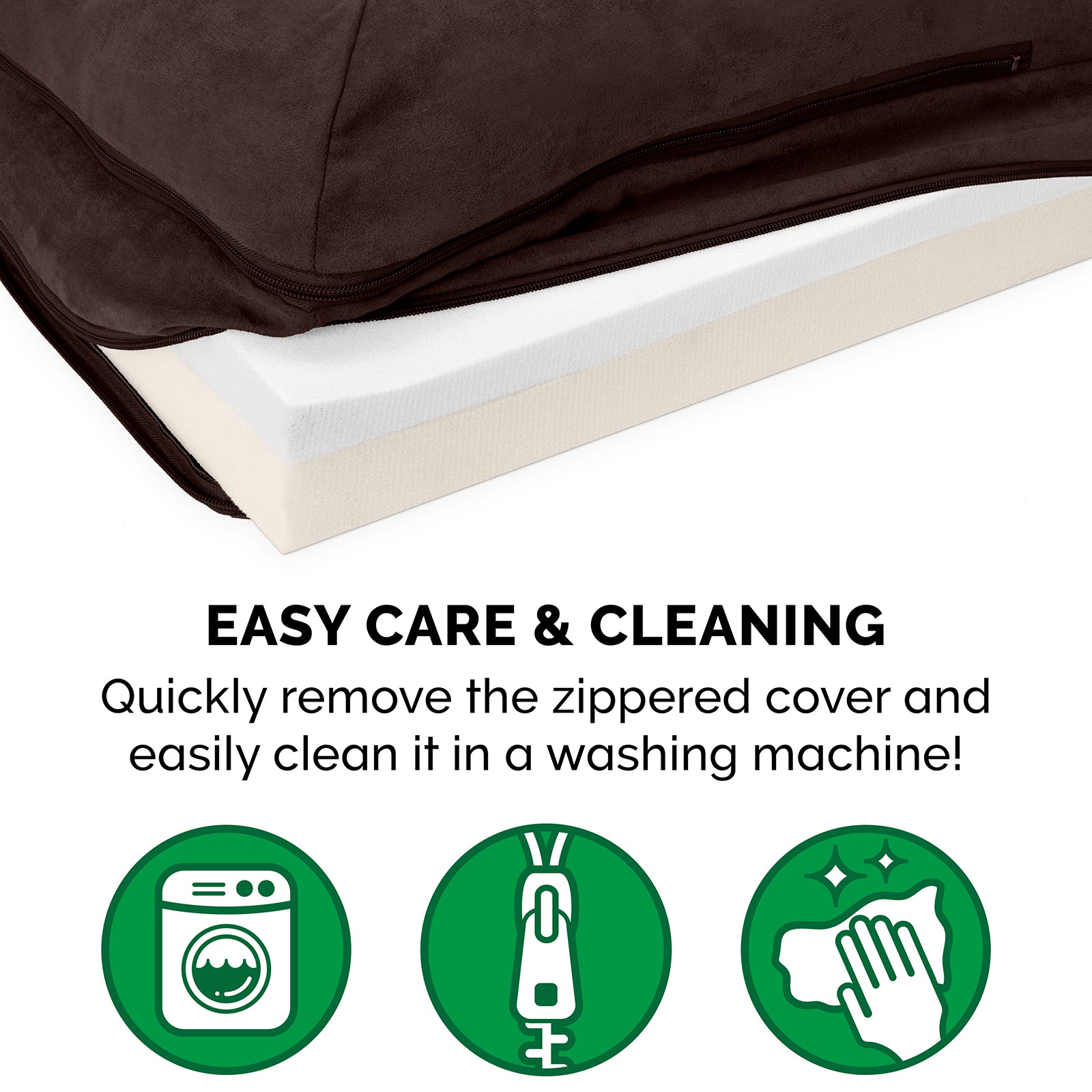 FurHaven Pet Products | Deluxe Memory Foam Chaise Faux Fur and Suede L-Shaped Lounge Sofa Pet Bed for Dogs and Cats， Espresso， Large