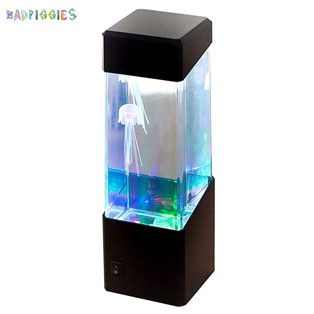 BadPiggies Led Jellyfish Tank Night Light Electric Variable Color Table Aquarium Lamp for Kids Gift