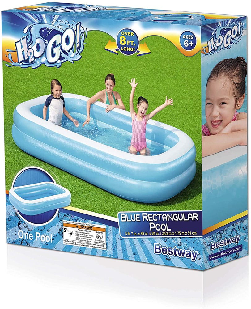Inflatable Kiddie Pool - Outdoor Inflatable Rectangular Pool - 8 1/2 Feet Long