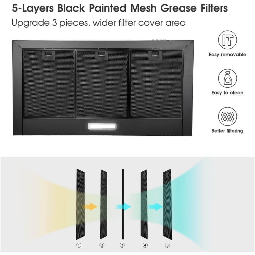 36 in 450 CFM Convertible Wall Mount Range Hood in Black Stainless Steel