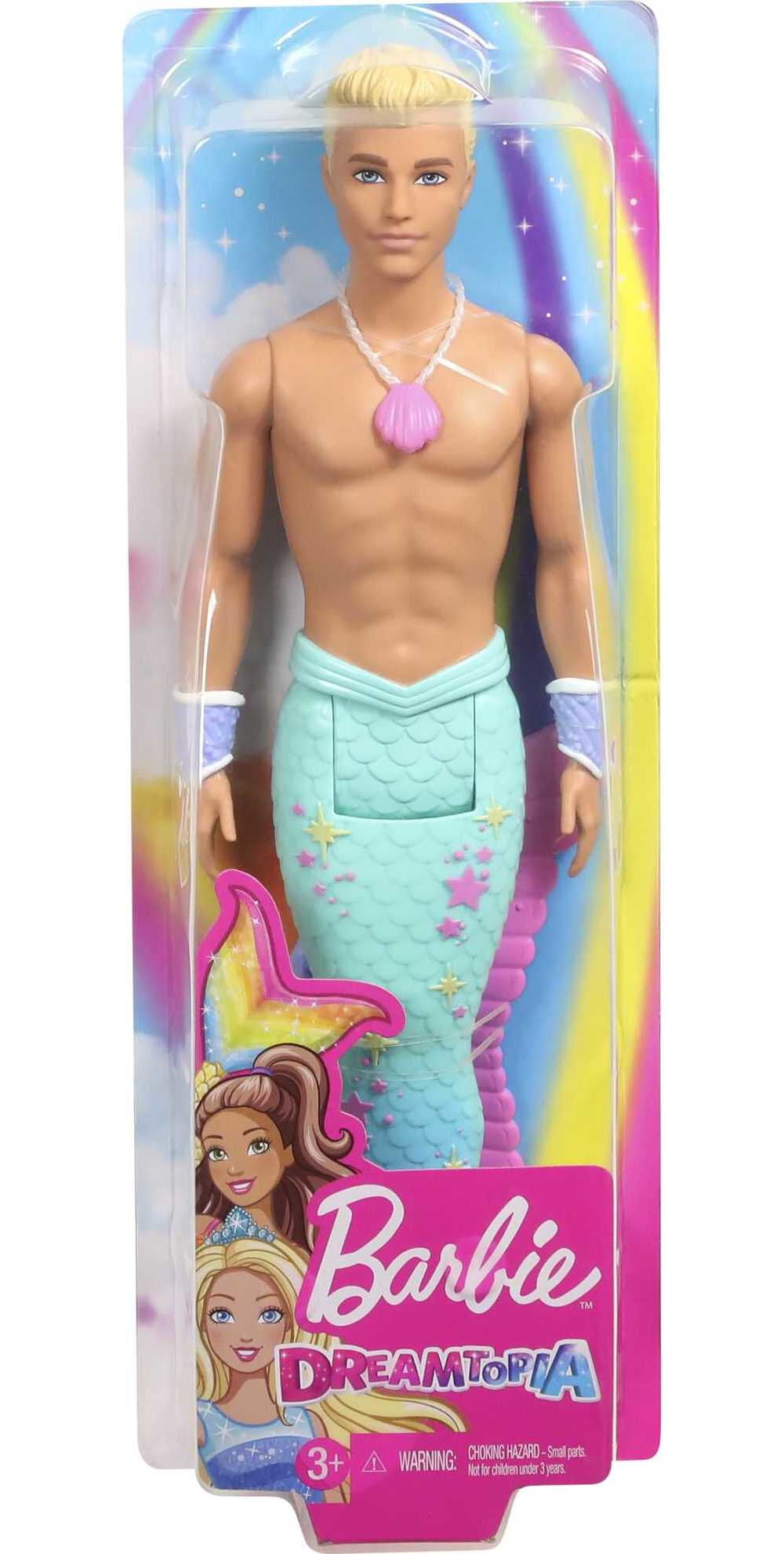 Barbie Dreamtopia Merman Doll, Blonde with Pink Seashell Necklace