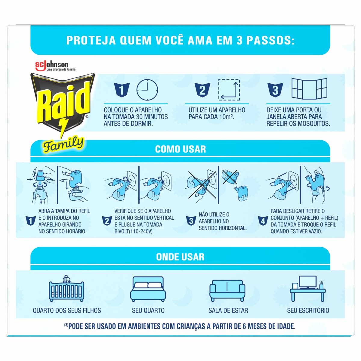 Repelente Eletrico Liquido Raid Family Aparelho e Refil de 32,9ml