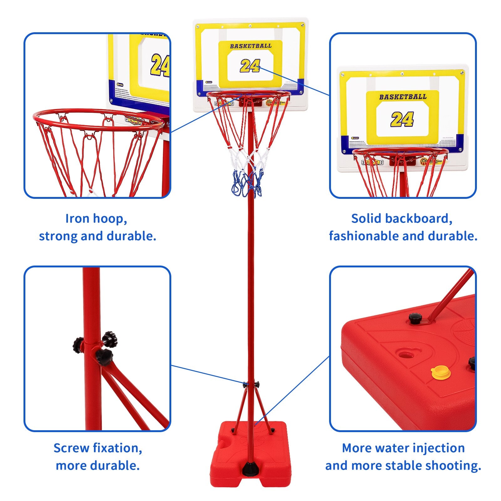 Basketball Hoop Indoor for Kids， Adjustable-Height Pole for Boys Girls Age 3-10， Mini Portable Basketball Goals for Indoor Outdoor， 3 Balls