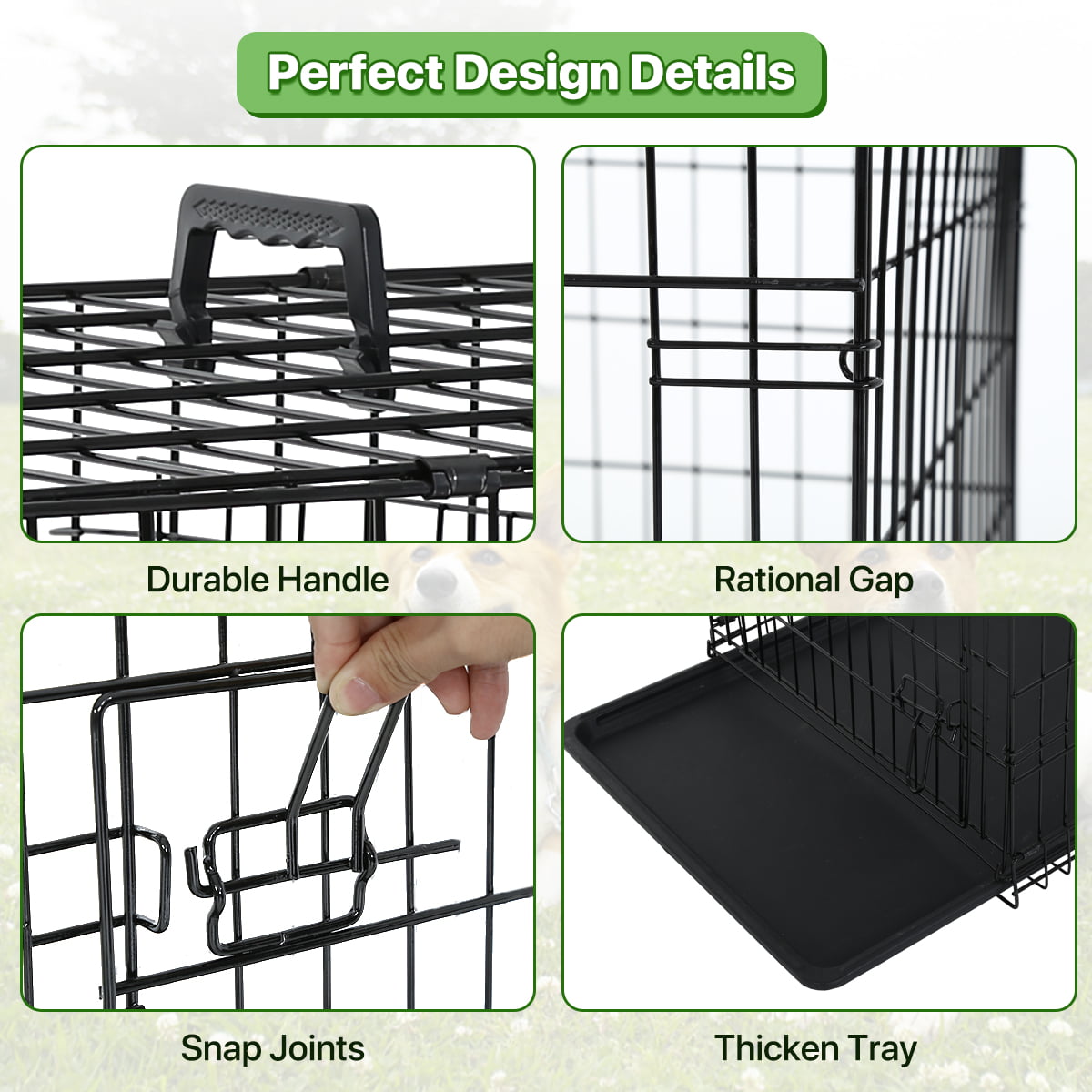 Dkelincs 48 inch Dog Crate Folding XXL Large Dog Cage Dog Kennels and Crates for Large Dogs Pet Animal Segregation Cage with Divider， Plastic Tray， Double-Door， Handle for German Shepherd and Big Dogs