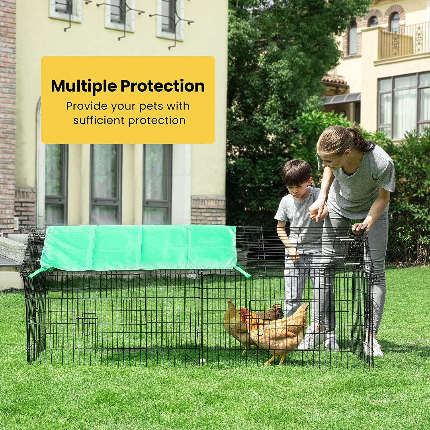 DEStar 71” x 30” Foldable Outdoor Backyard Metal Coop Chicken Cage Enclosure