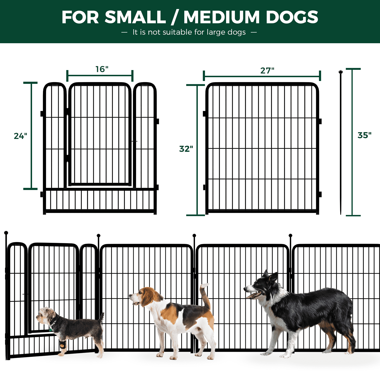 FXW Rollick Dog Playpen， 16 Panels Dog Pen 32