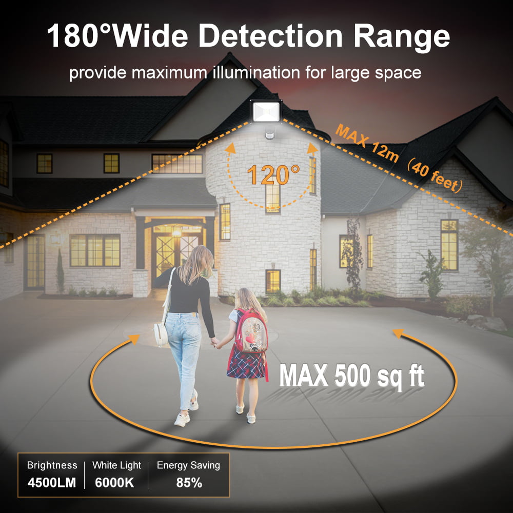 DingLiLighting 10W LED Security Motion Sensor Outdoor Light， Weatherproof Wide Coverage LED Security Lights， Ultra Bright 6000K Motion Detector Flood Light for Garden， Yard， Porch， Black， Plug in