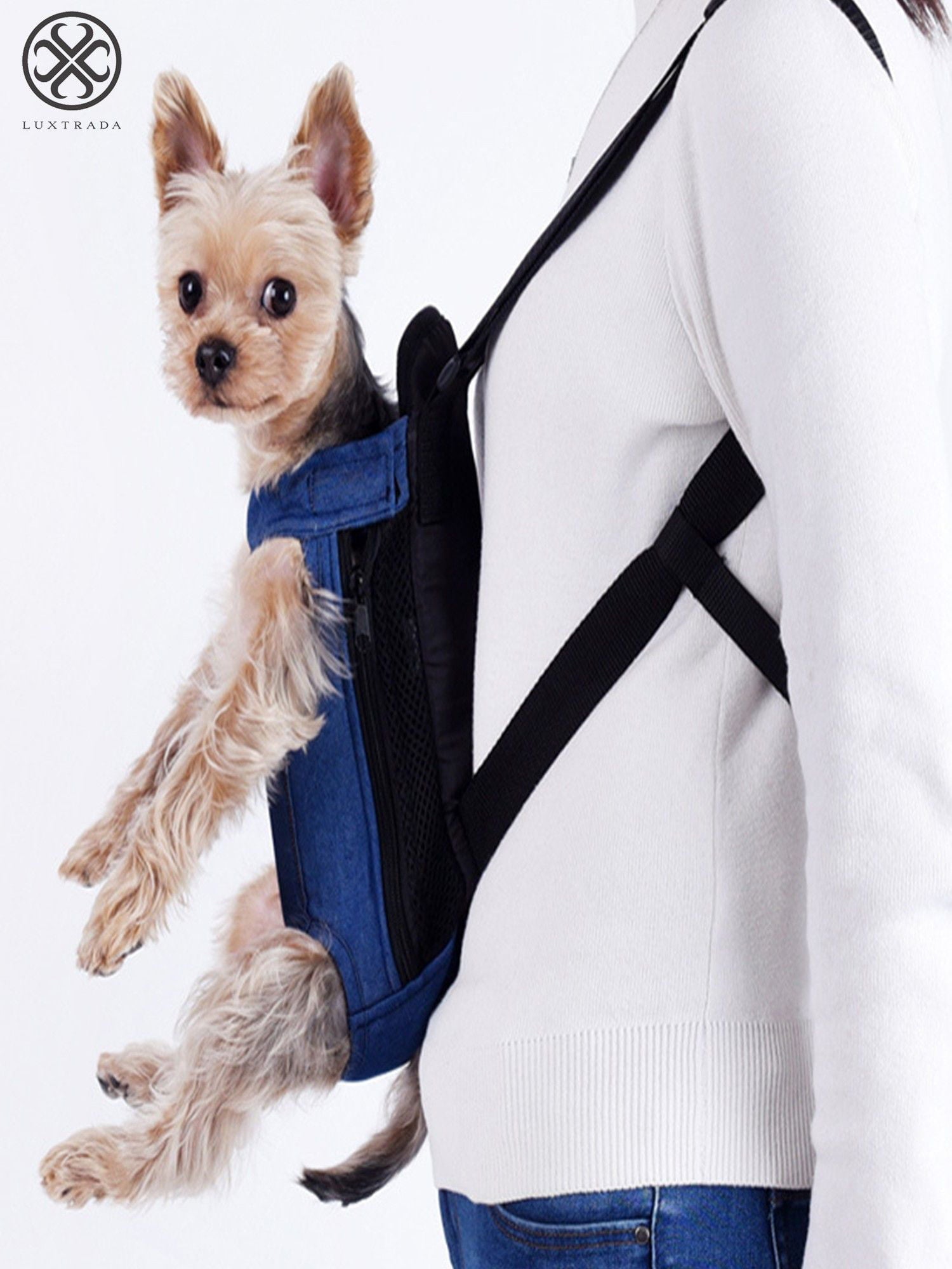 Luxtrada Pet Backpack Carrier Cat Dog Carriers Mesh Travel Bag Legs Out Front Chest Bag with Adjustable Padded Straps Openings (Pink，M)