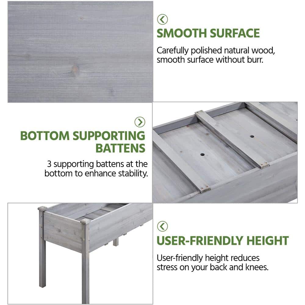 Yaheetech 47.5 in. L x 23.5 in. W x 30 in. H Fir Wood Elevated Planter Raised Bed for Backyard， Patio DYyh5e0001