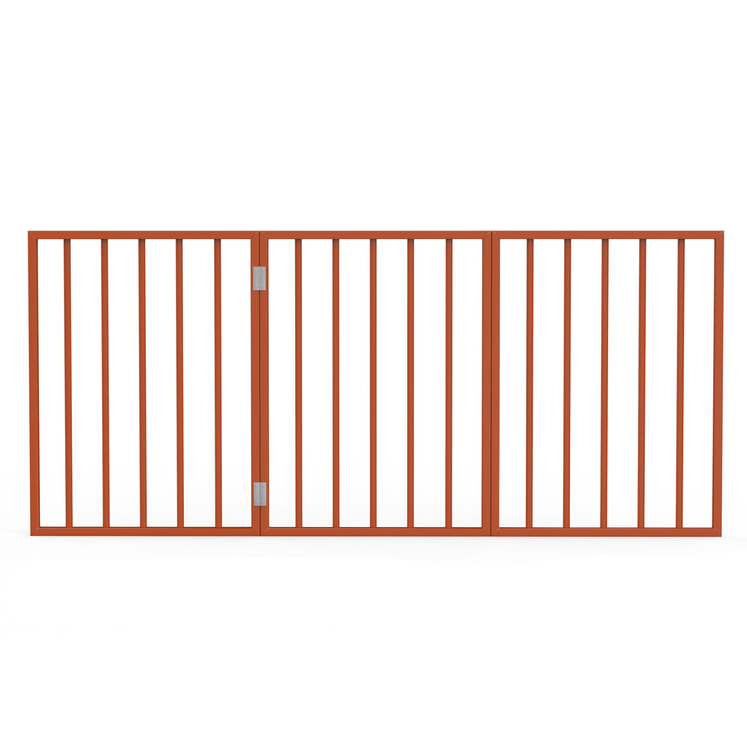 Indoor Pet Gate - 3-Panel Retractable Dog Gate for Stairs or Doorways - 24-Inch Freestanding Folding Pet Fence for Cats and Dogs by PETMAKER (Mahogany)