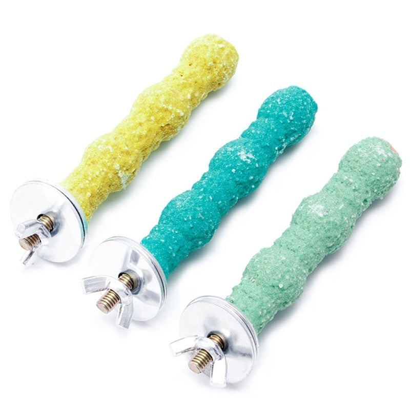 AkoaDa 8X2Cm Pet Bird Grinding Claw Stick Parrot Stand Rod Bird Supplies Bird Cage Accessories Parrot Grinding Toy Random Colour