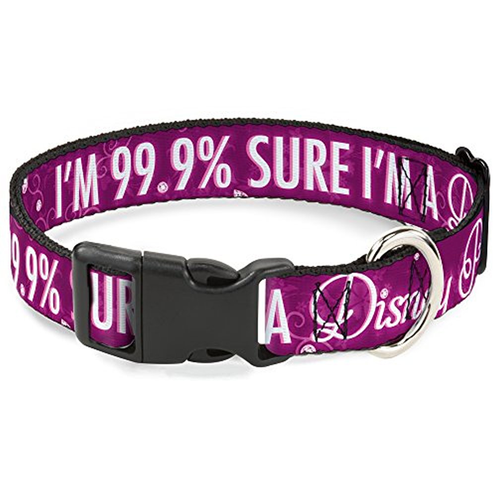 Buckle-Down I'm 99.9-Percent Sure I'm A Disney Princess Pinks White Disney Breakaway Plastic Clip Collar， Narrow-Large