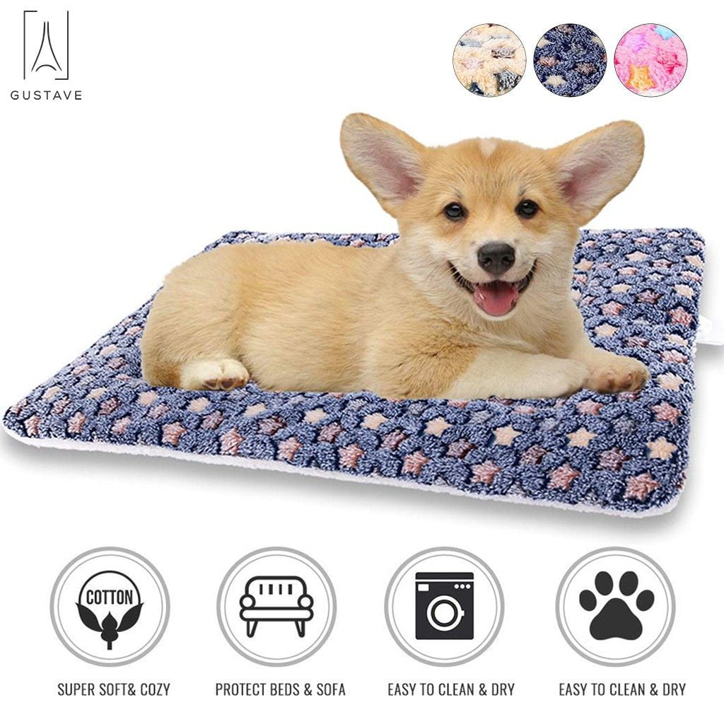 GustaveDesign Large Dog Pet Sleep Mat Soft Warm Reversible Fleece Crate Bed Mat Kennel Pad Cage Cushion for Large Small Medium Dog Cat 