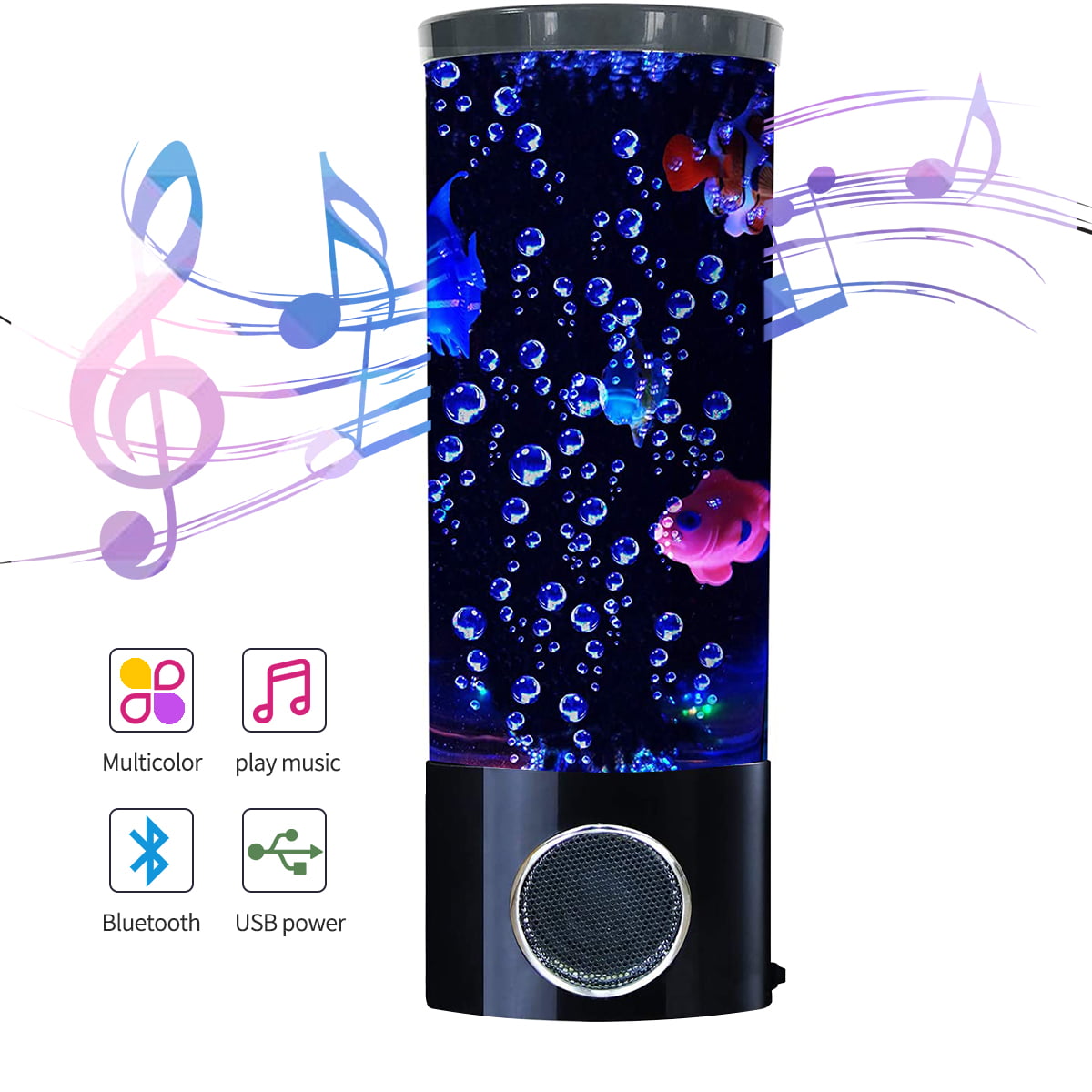 Vaticas Fish Lava Lamp Bluetooth Speaker LED Multi-Color Aquarium Light Home Office Decor Gifts