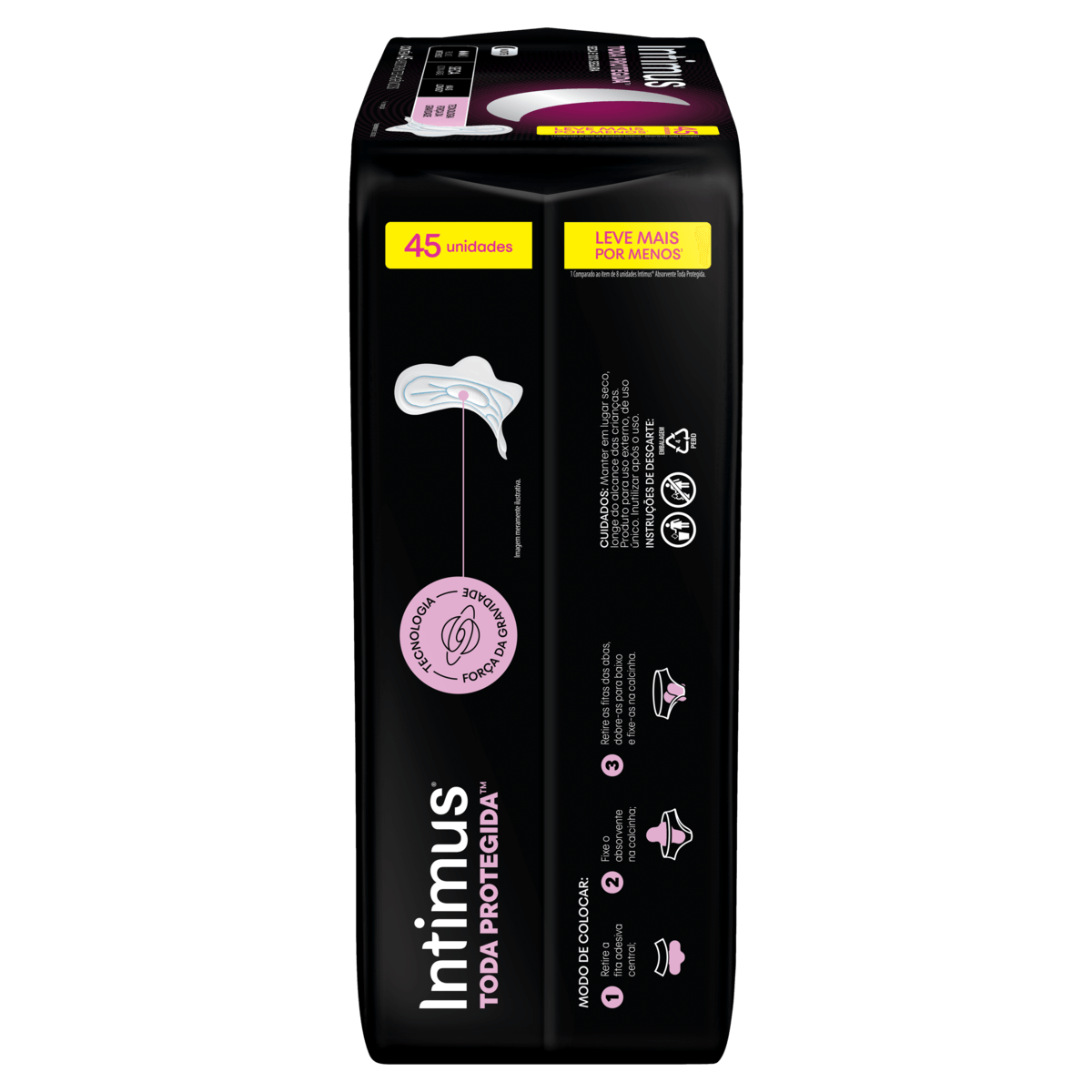 Absorvente com Abas Noite Seca Intimus Toda Protegida Mais Longo Pacote 45 Unidades Leve Mais Pague Menos