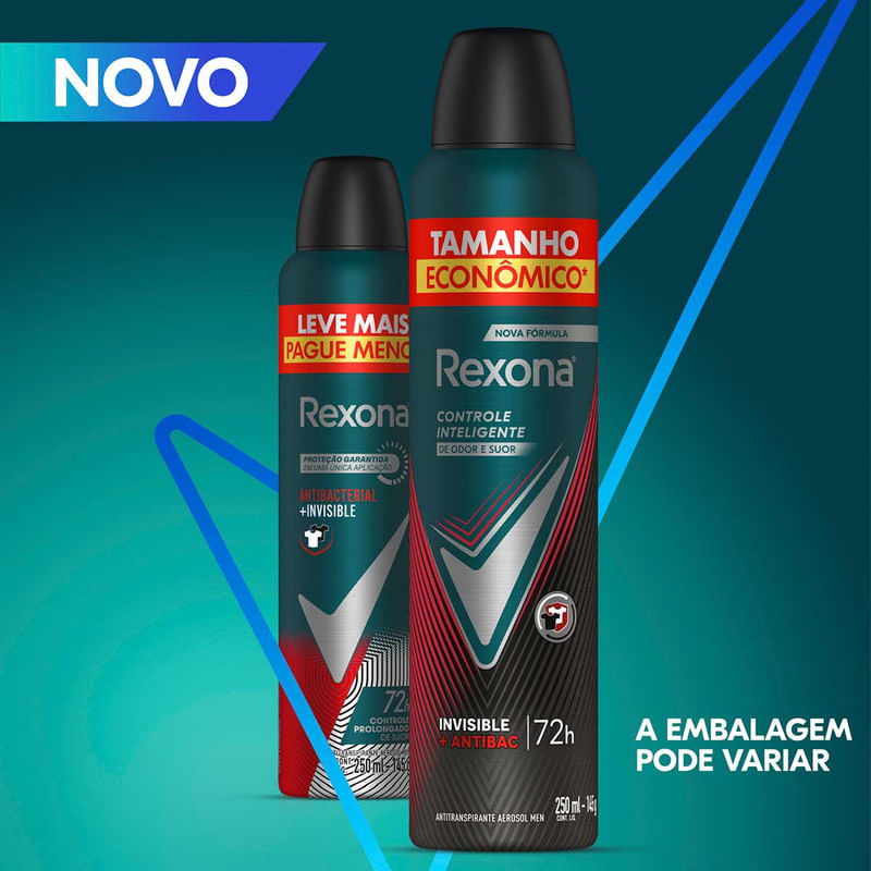 Antitranspirante Aerosol Rexona Men Antibacterial+Invisible 250 ml