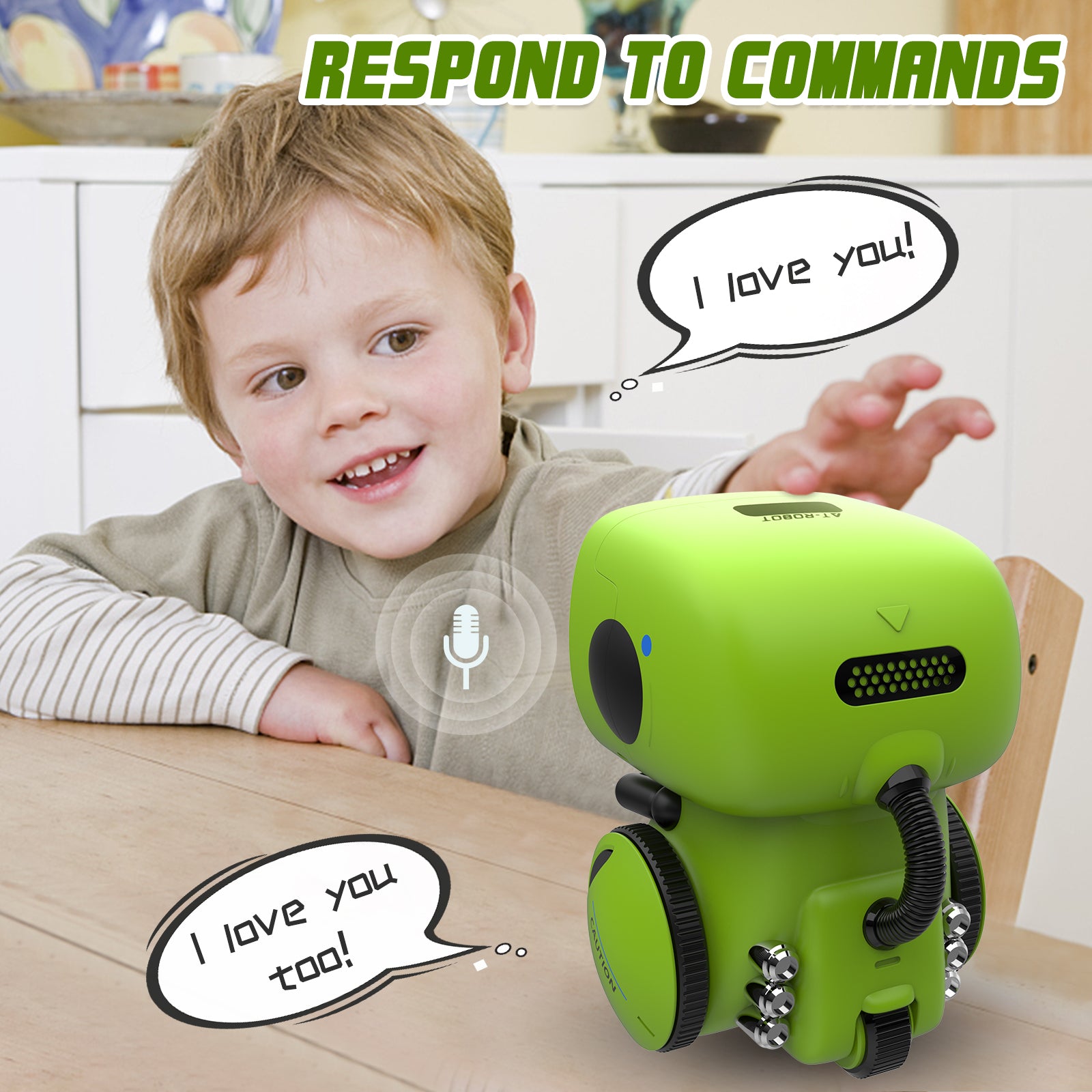 GILOBABY Interactive Smart Robot Toy for Kids， Voice Controlled - Green