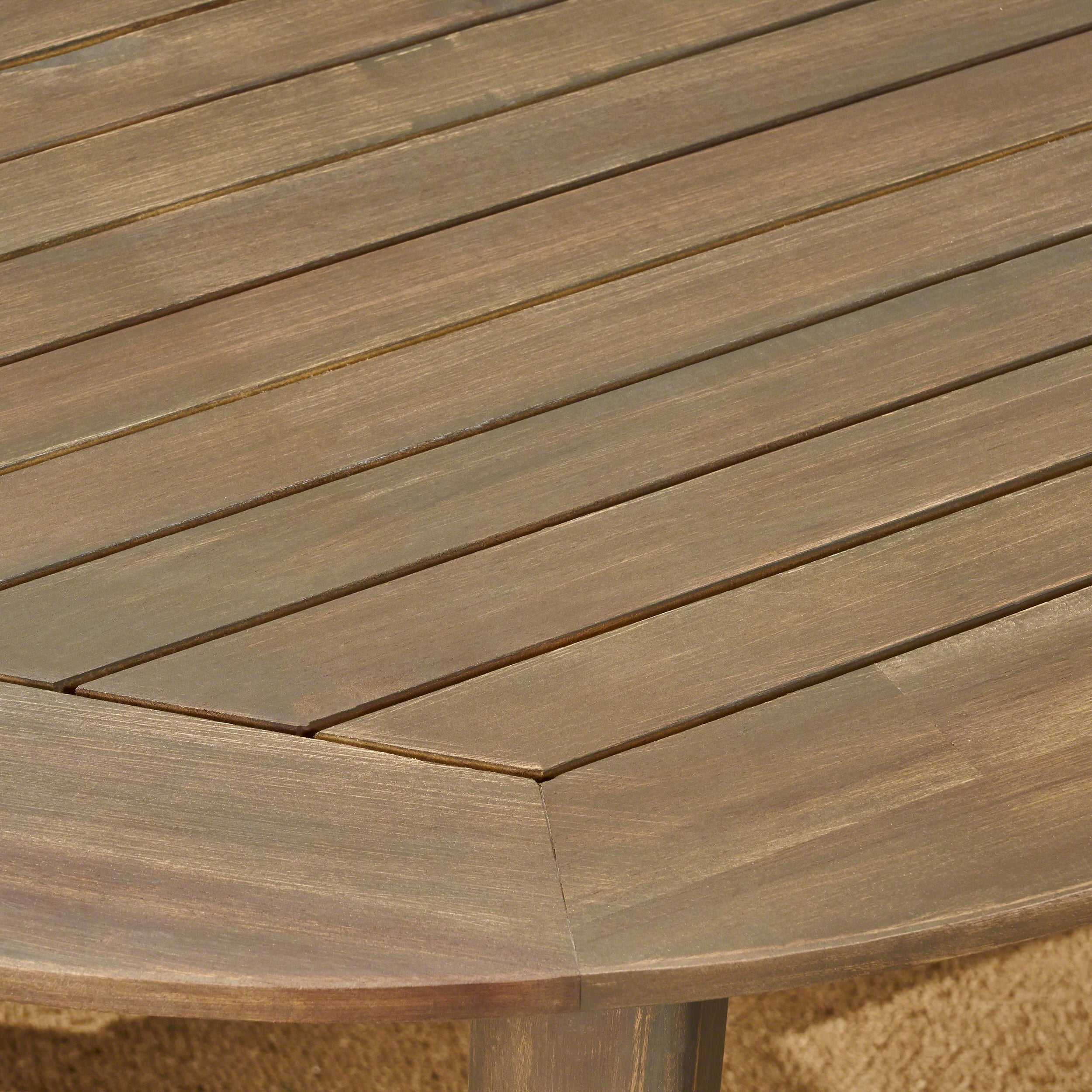 Stanfer Outdoor 7-Piece Acacia Wood Dining Set with Wicker Chairs