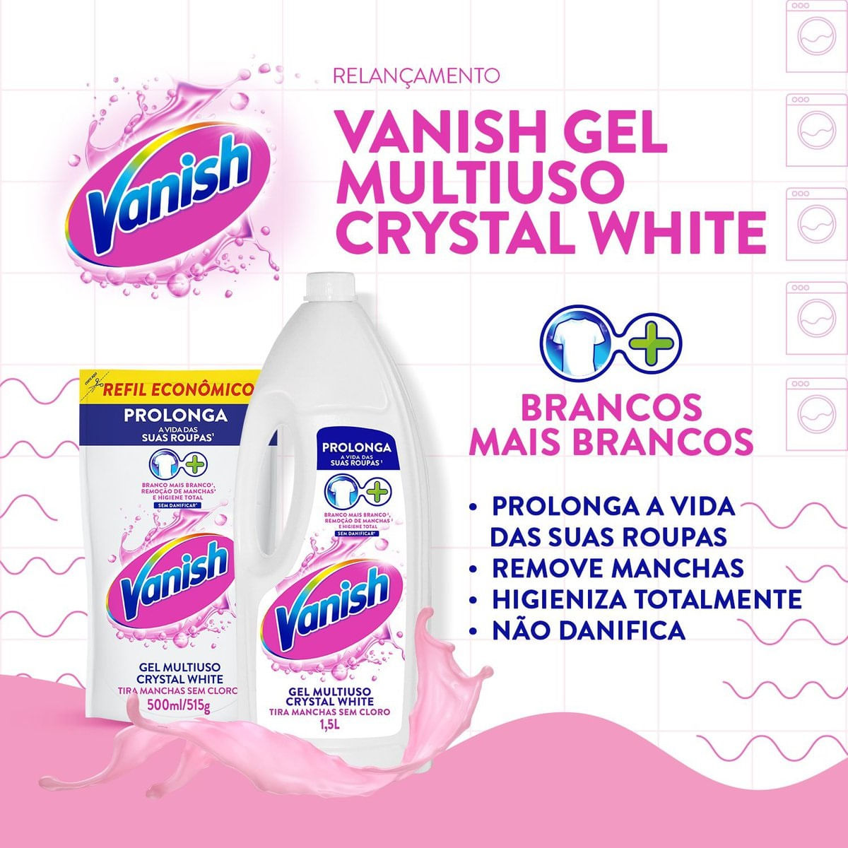 Tira Manchas em Gel Vanish Crystal White para roupas brancas 3L