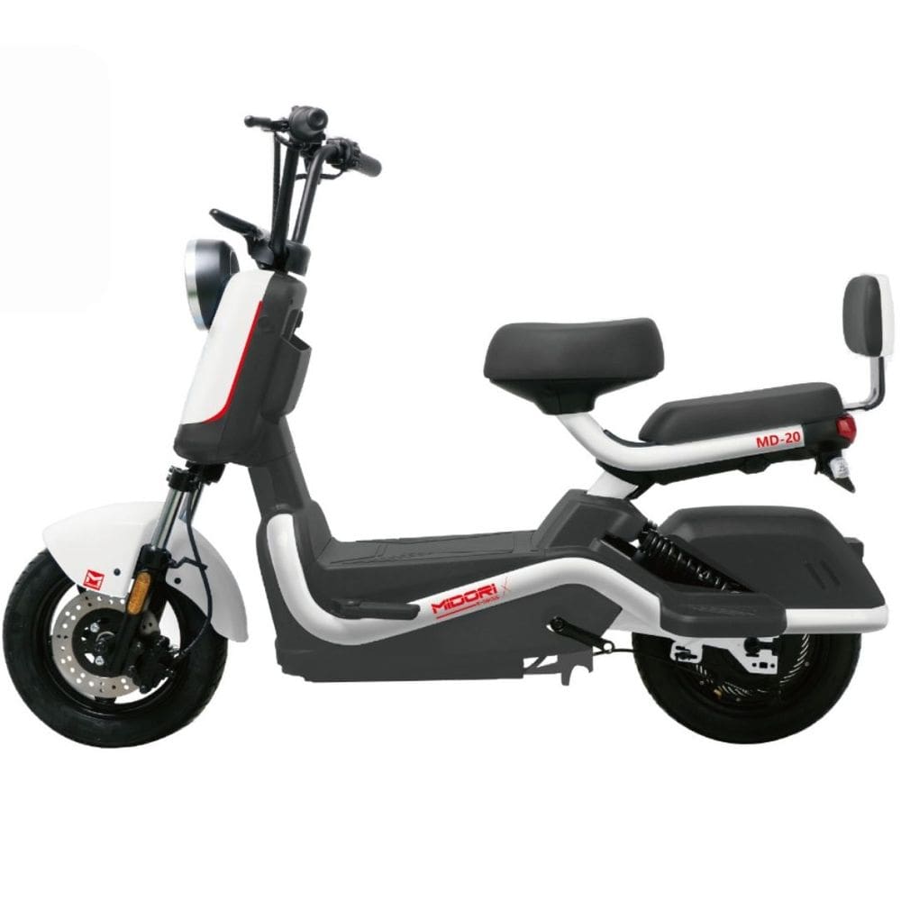 Bicicleta Elétrica Scooter Autopropelida Freio a Disco 650W 48V MD-20 Branca Midori