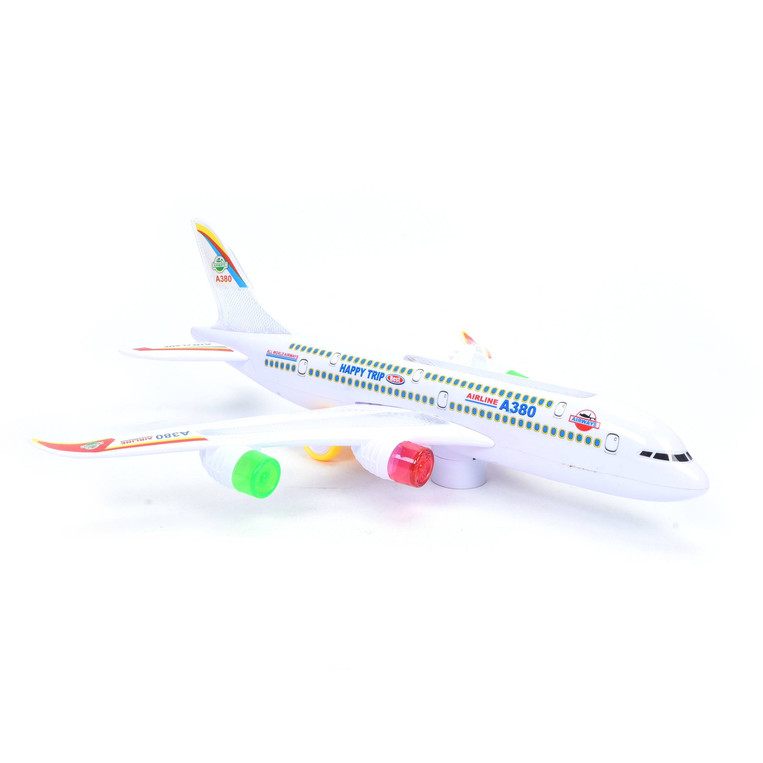 WonderPlay All Aboard! Bump and Go Airplane With Light and Sound - White