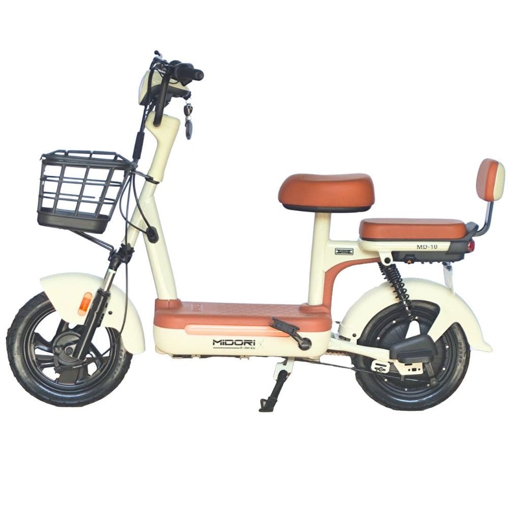 Bicicleta Elétrica MD-10 com Alarme E Retrovisor 500W 48V Branca Midori