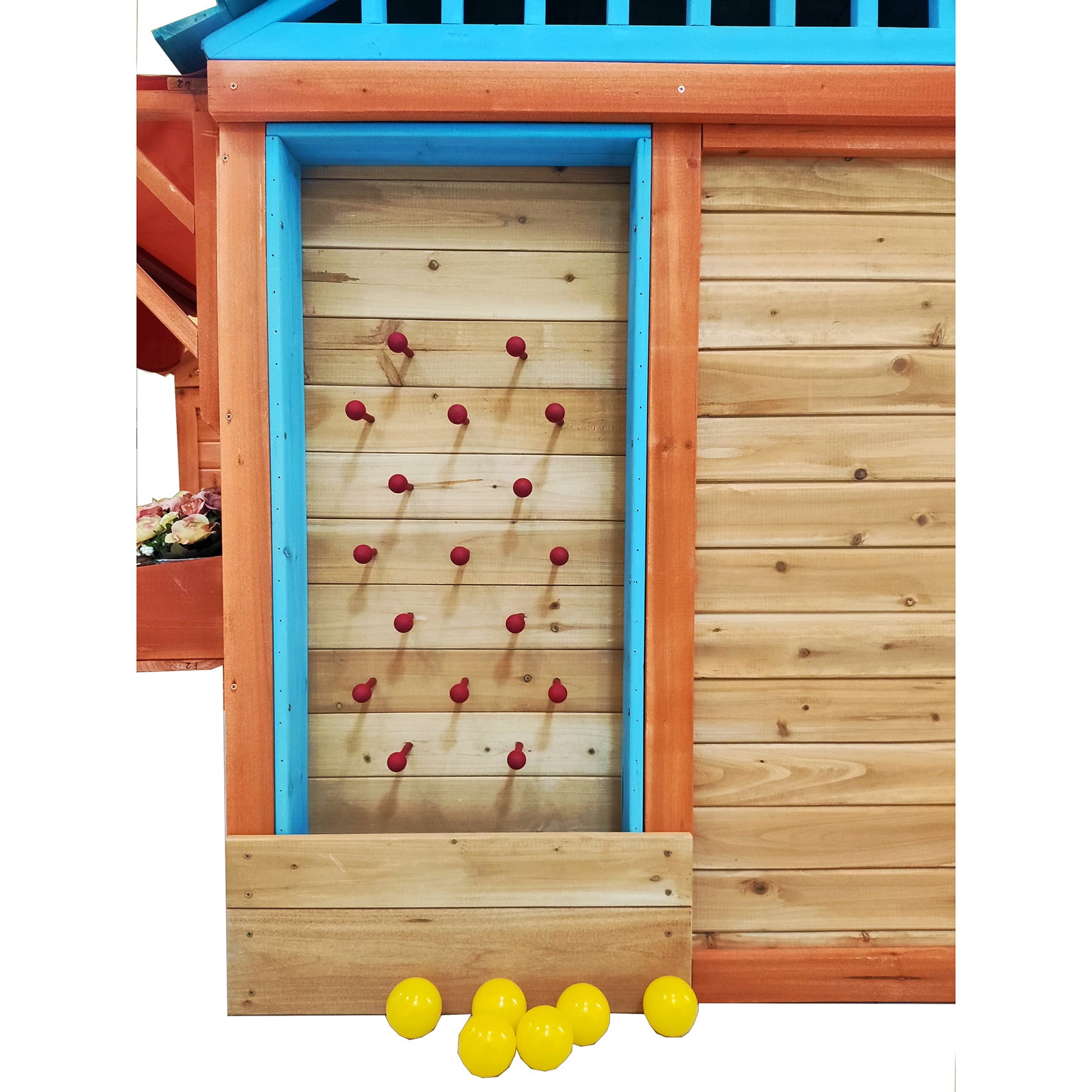 Game House for Kids 4-in-1 Garden Playhouse with Different Games on Every Surface, Solid wood, 61.4"L x 45.98"W x 64.17"H