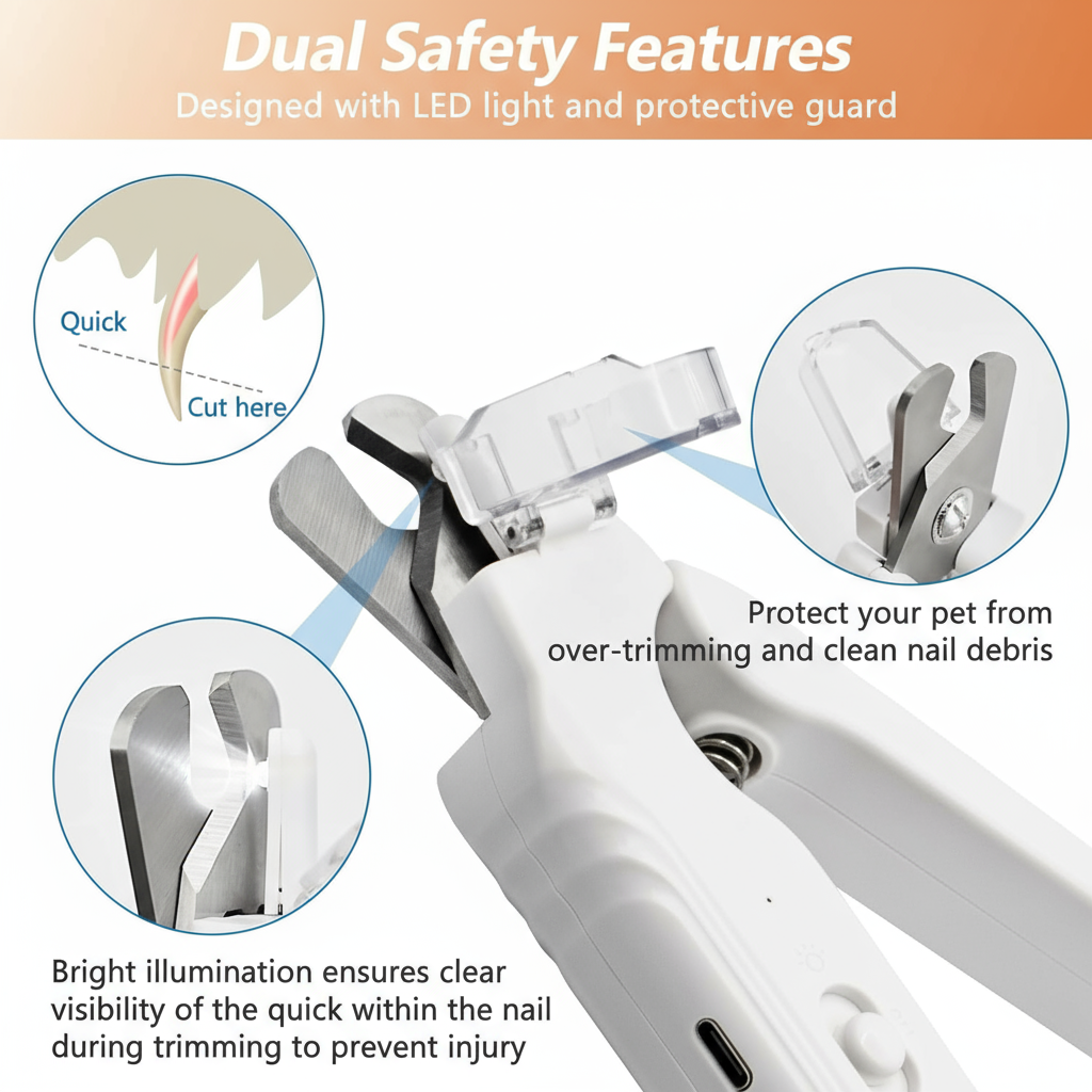 Pet Nail Clipper with LED Light | Safe Precision Trimmer – 2-in-1 Grooming Tool