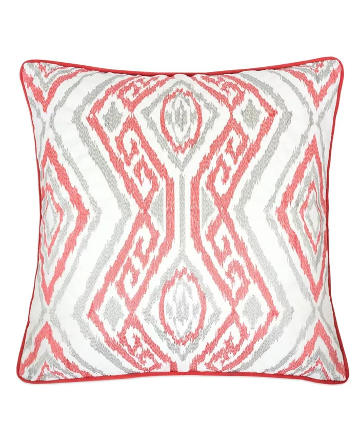 Homey Cozy Jessie Ikat Embroidery Square Decorative Throw Pillow