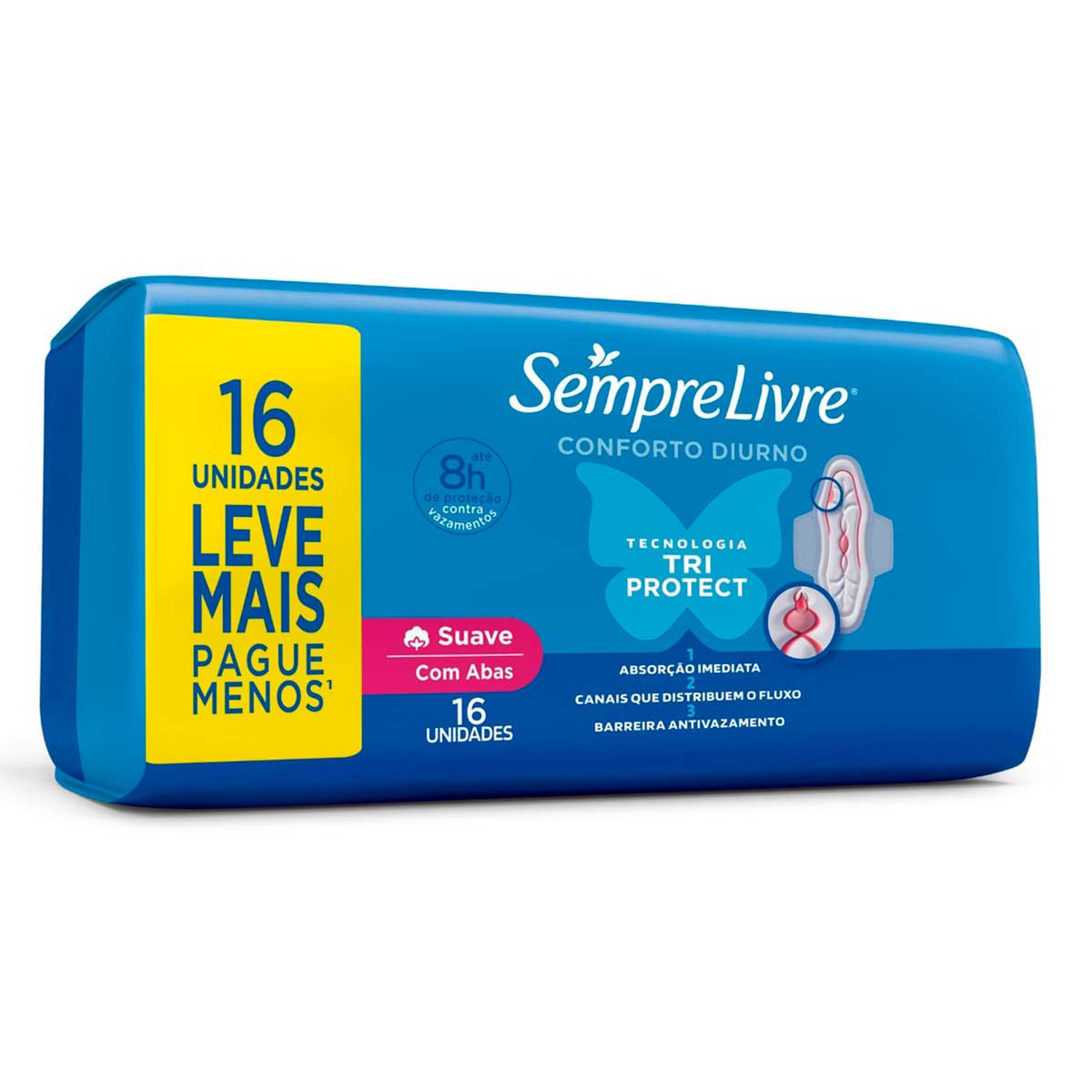 Absorvente com Abas Malha Suave Sempre Livre Adapt Plus 16 Unidades