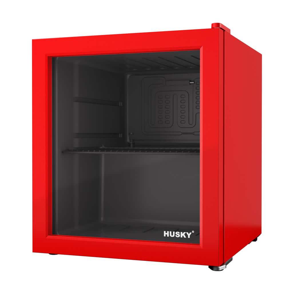 Husky 15 Cu ft 40Can Glass Door Freestanding Countertop Quiet Mini Fridge with Reversible Door without Freezer