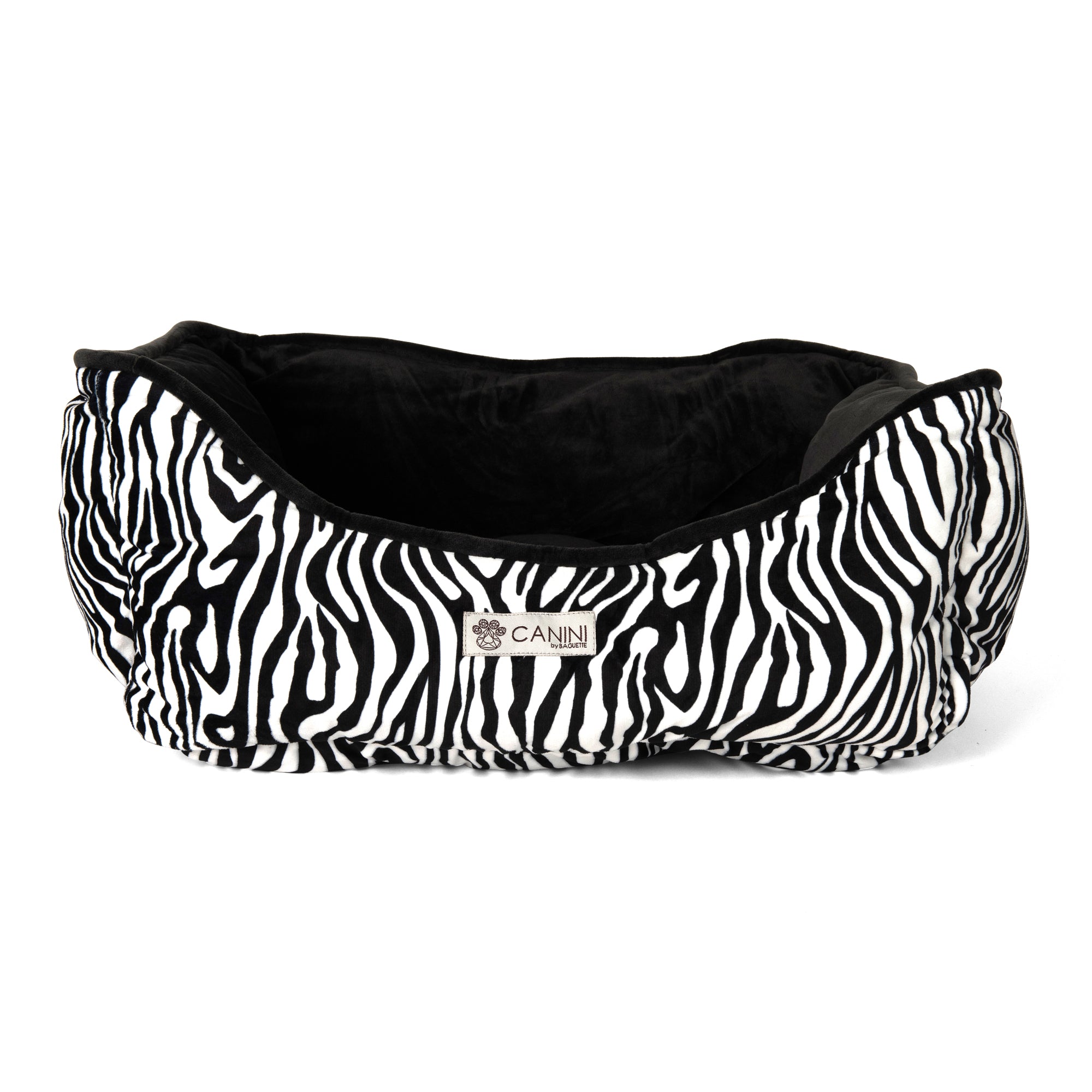 CANINI by Baguette Reversible Micro-Plush Dog Bed for Small-Sized Breeds， Zebra Print