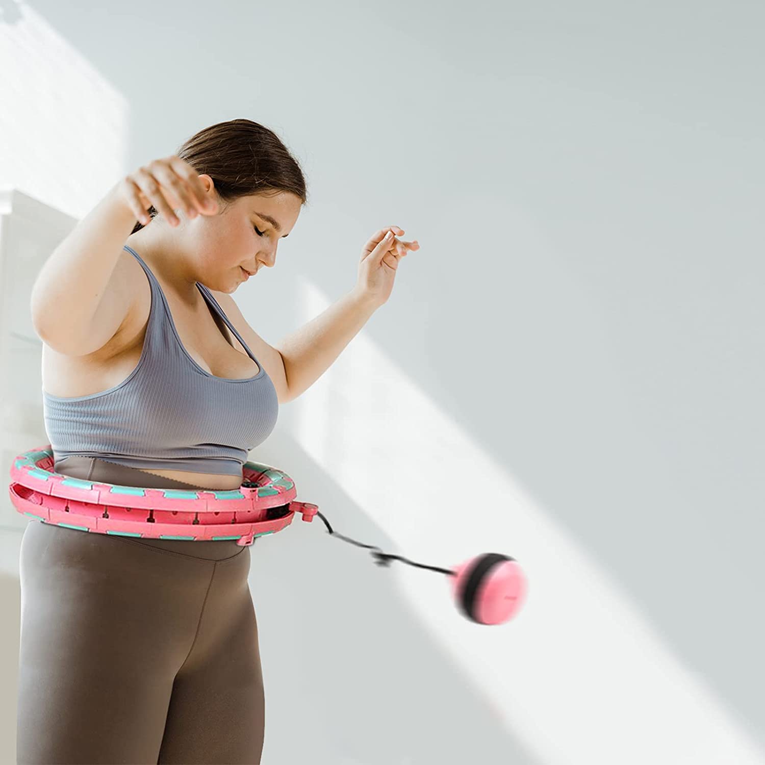 Weighted Smart Hoola Hoops Fitness for Adults Weight Loss， 24 Detachable Knots Hula Hoop Plus Size， 2 in 1 Waist Trainers Adomen Message Great for Adults and Kids