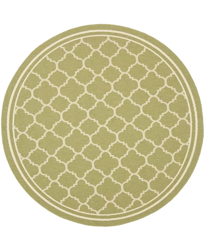 Safavieh Courtyard Green and Beige 4' x 4' Round Outdoor Area Rug