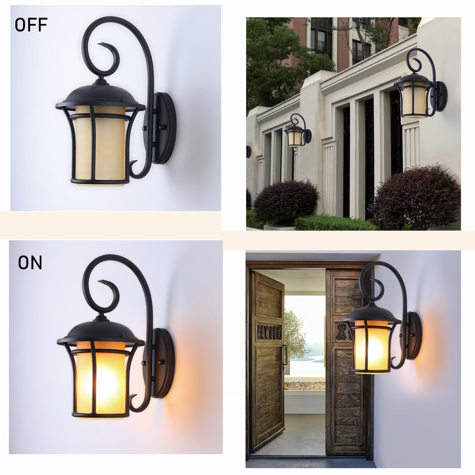 Loyalheartdy Waterproof Outdoor Wall Light, Exterior Wall Lantern Lamp Ground Glass Outside House Sconces Light for Porch Patio