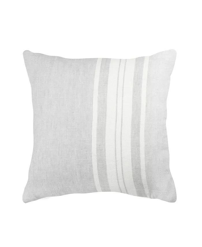 Anaya Home Light Grey Bold Stripes Linen Down Alternative Throw Pillow