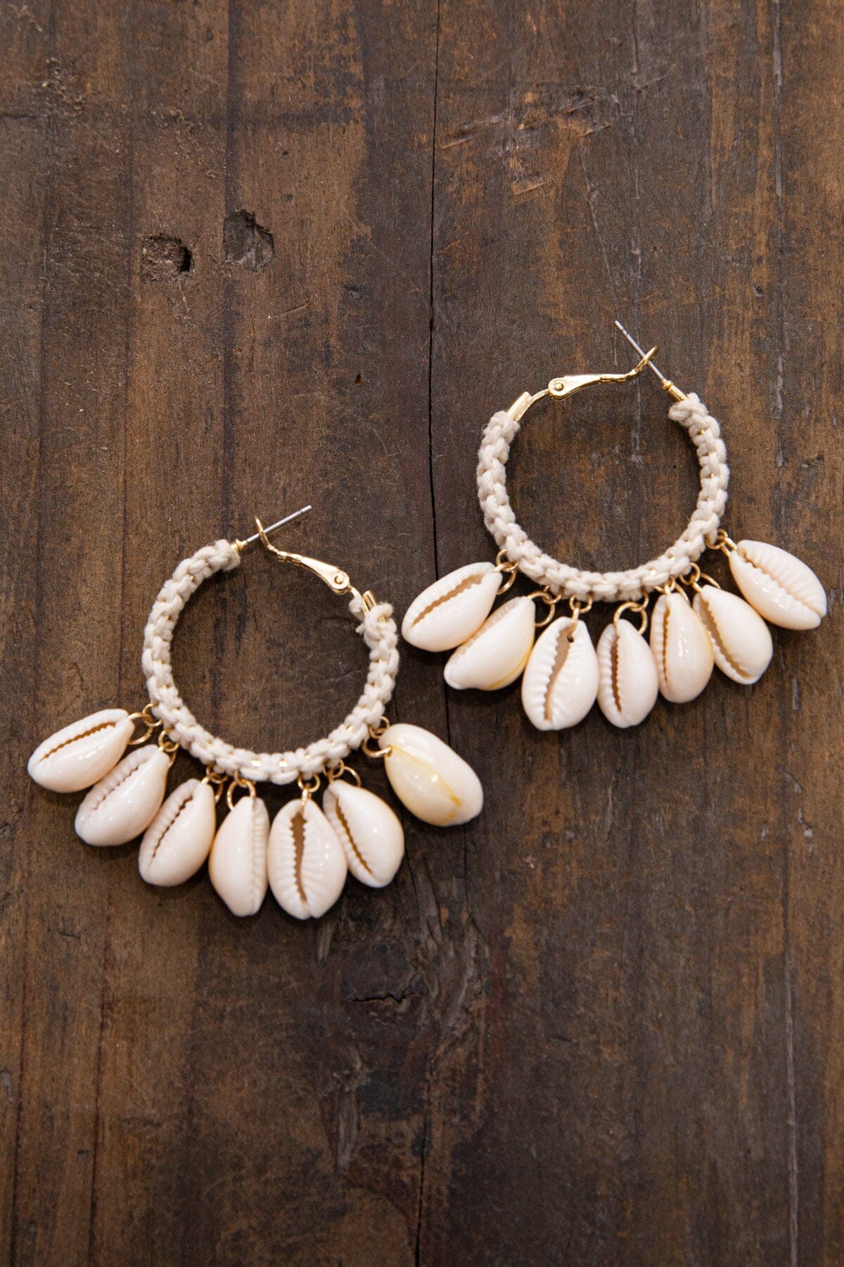Cream Shell Hoop Earrings