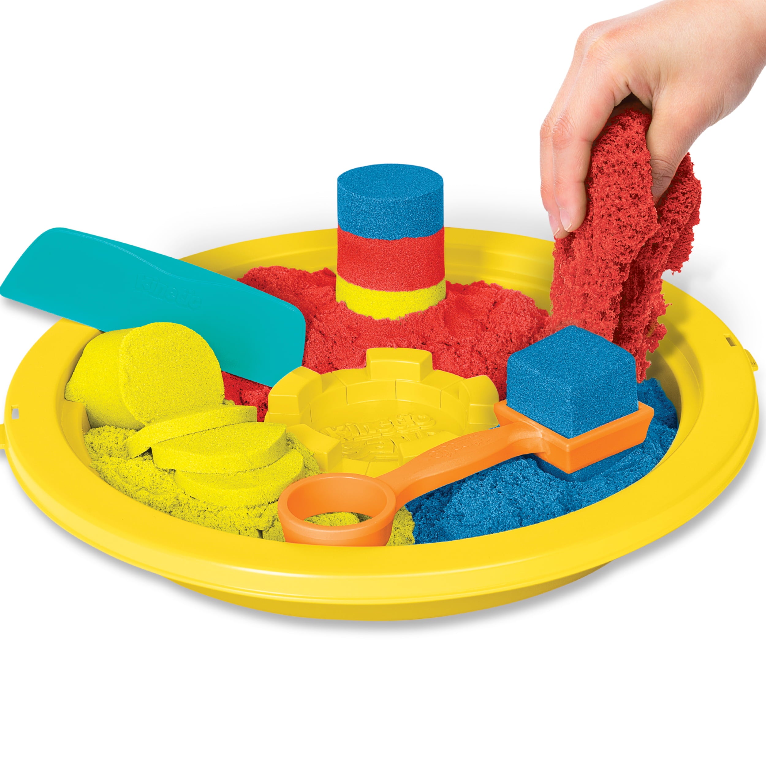 Kinetic Sand, 6lbs Bucket with 3 Colors of Sand and 3 Tools for Endless Creative Play, for Kids Aged 3 and up