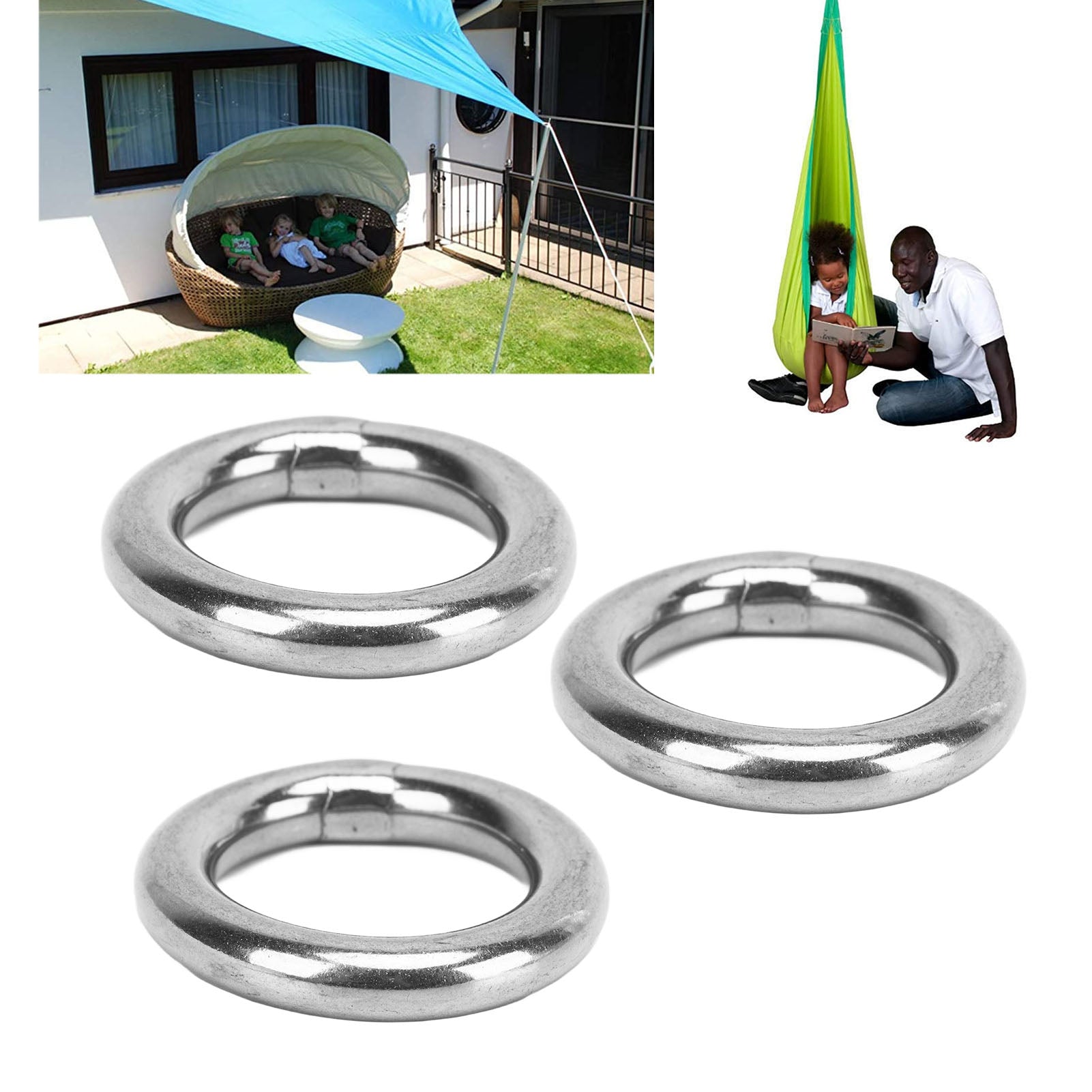 O ， Waterproof Strong Load Bearing 304 Stainless Steel Metal O  7 Pcs  For Fitness Hoops 8x30mm，8x35mm，8x40mm，8x80mm