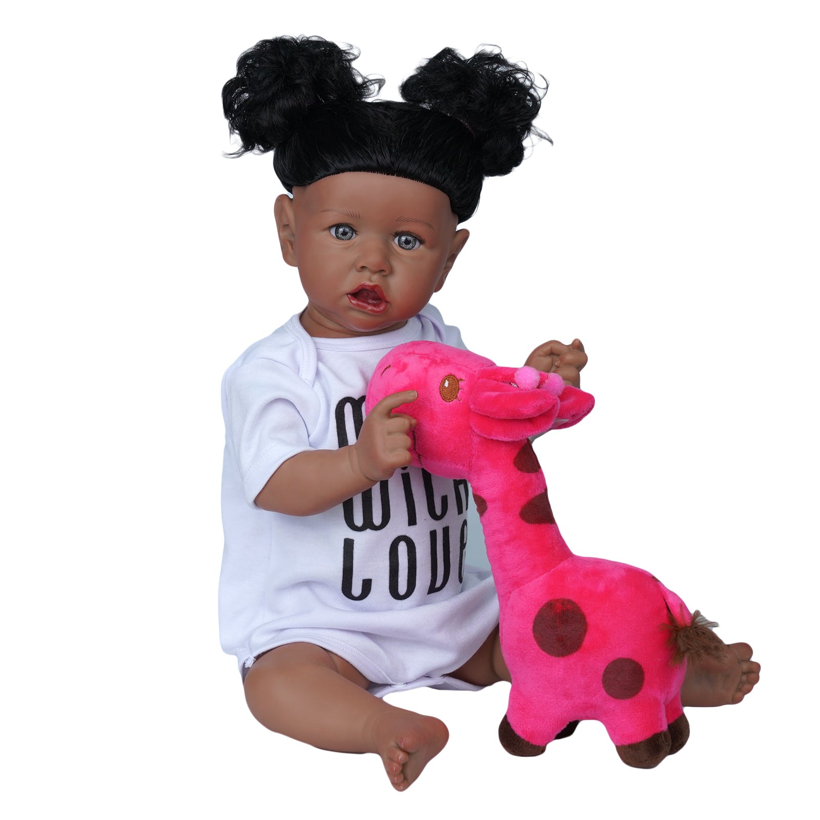 JIZHI 20 Inch Cloth Body Reborn Baby Dolls Newborn Realistic Handmade Reborn Dolls with Black Skin Children Gift Accompany for Birthday Christmas