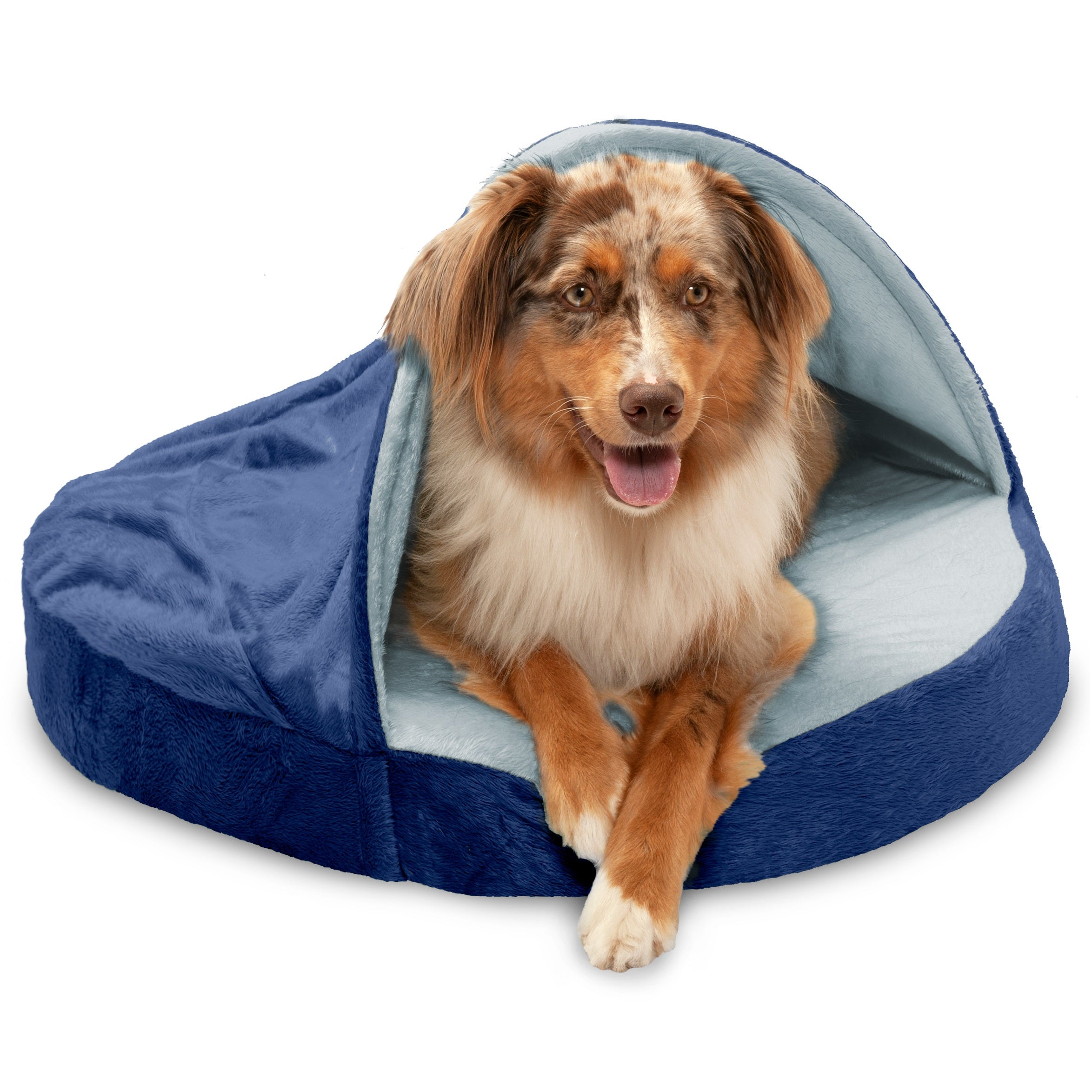 FurHaven | Orthopedic Microvelvet Snuggery Burrow Pet Bed for Dogs and Cats， Navy， 26-Inch