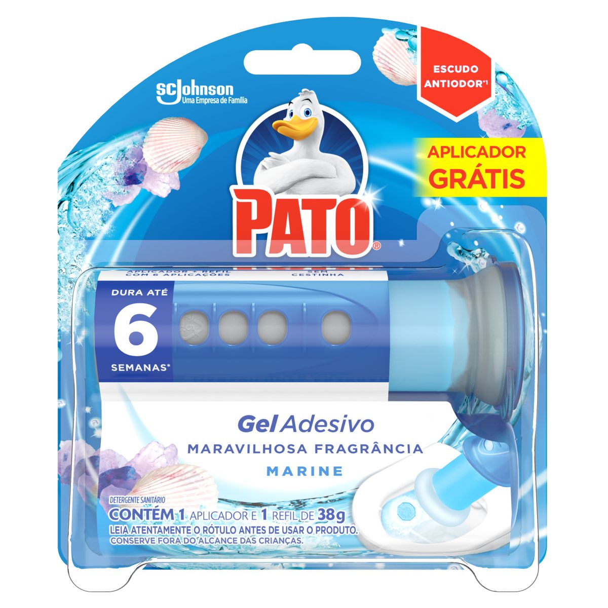 Desodorizador Sanitario Pato Gel Adesivo Marine Refil 6 Discos Aparelho Gratis